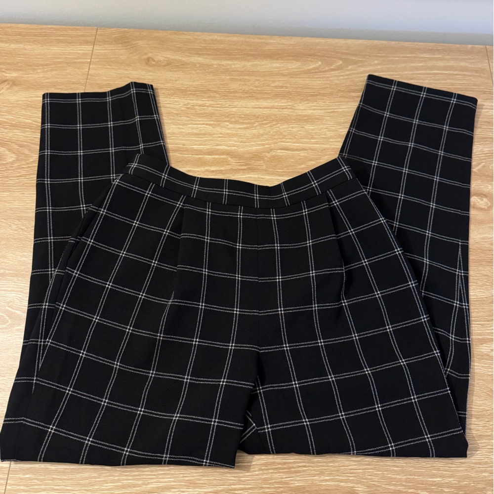 Bar III Black and White Checkered Trousers